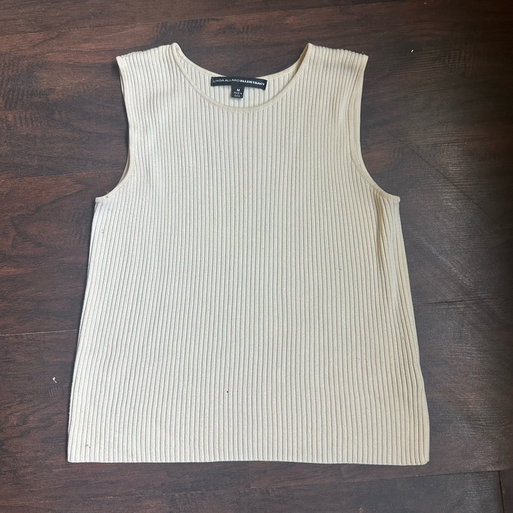 LINDA ALLARD ELLEN TRACY, Sleeveless Ribbed Blouse, Size Medium.